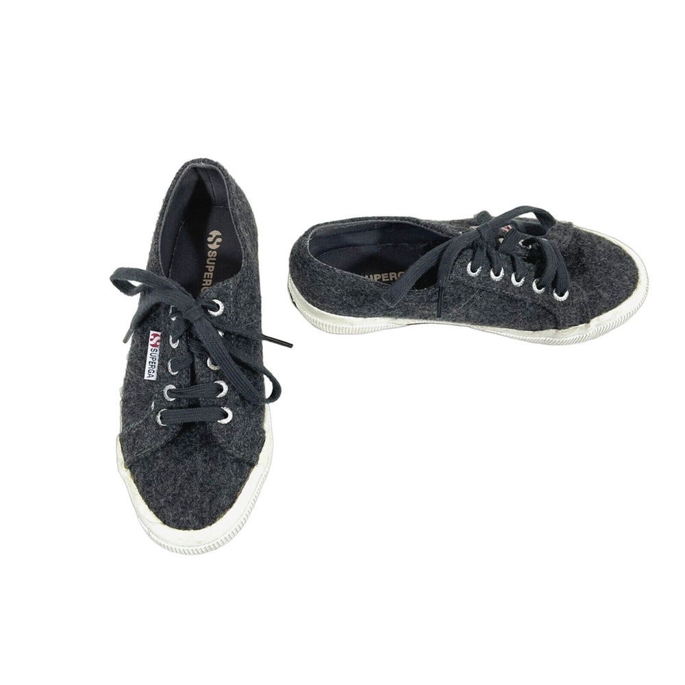 Superga Dark Gray Wool Blend Low Top Lace-Up Sneakers USA W6 M4.5 Unisex